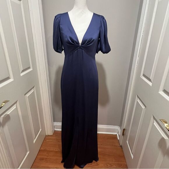 NWT Sachin + Babi Alli gown with puff sleeves in Cobalt blue women's size 8 - Picture 4 of 13